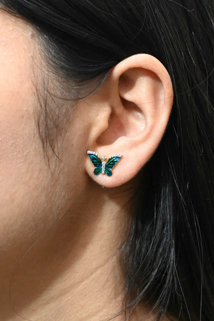 Butterfly Stud Earrings made of 18 Carat Gold