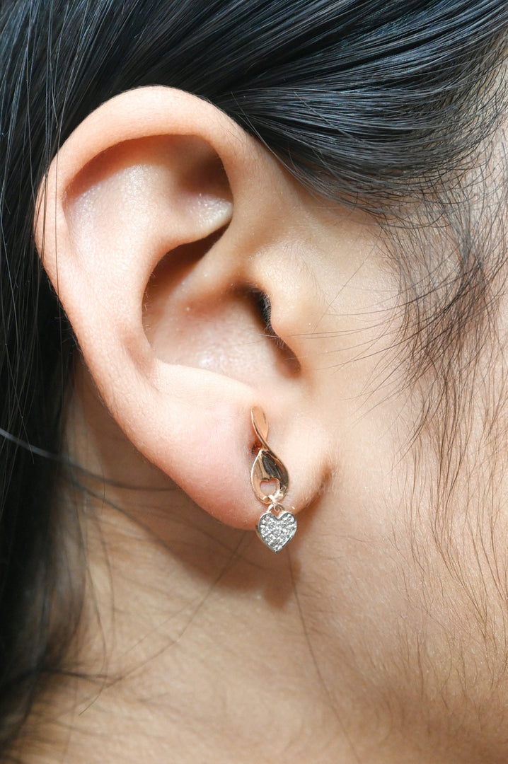 Heart Earrings - 18 Carat Gold & CZ