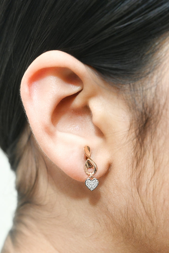 Heart Earrings - 18 Carat Gold & CZ