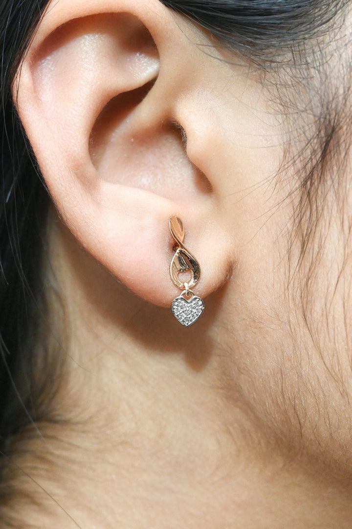 Heart Earrings - 18 Carat Gold & CZ