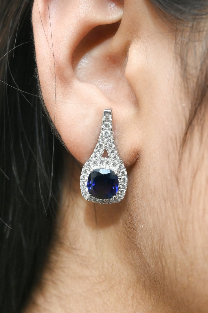 SAPPHIRE STUDDED 925 STERLING SILVER EARRINGS