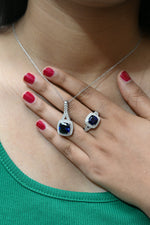 Load image into Gallery viewer, SAPPHIRE STUDDED 925 STERLING SILVER NECKLACE
