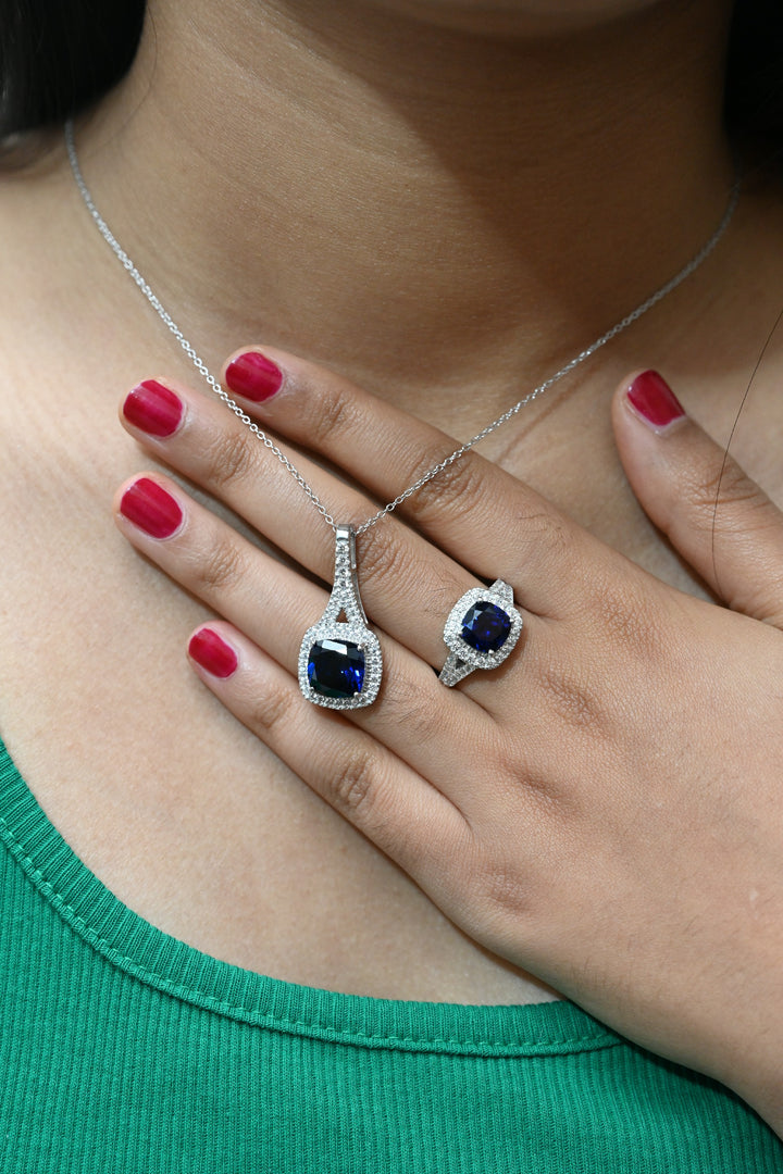 SAPPHIRE STUDDED 925 STERLING SILVER NECKLACE