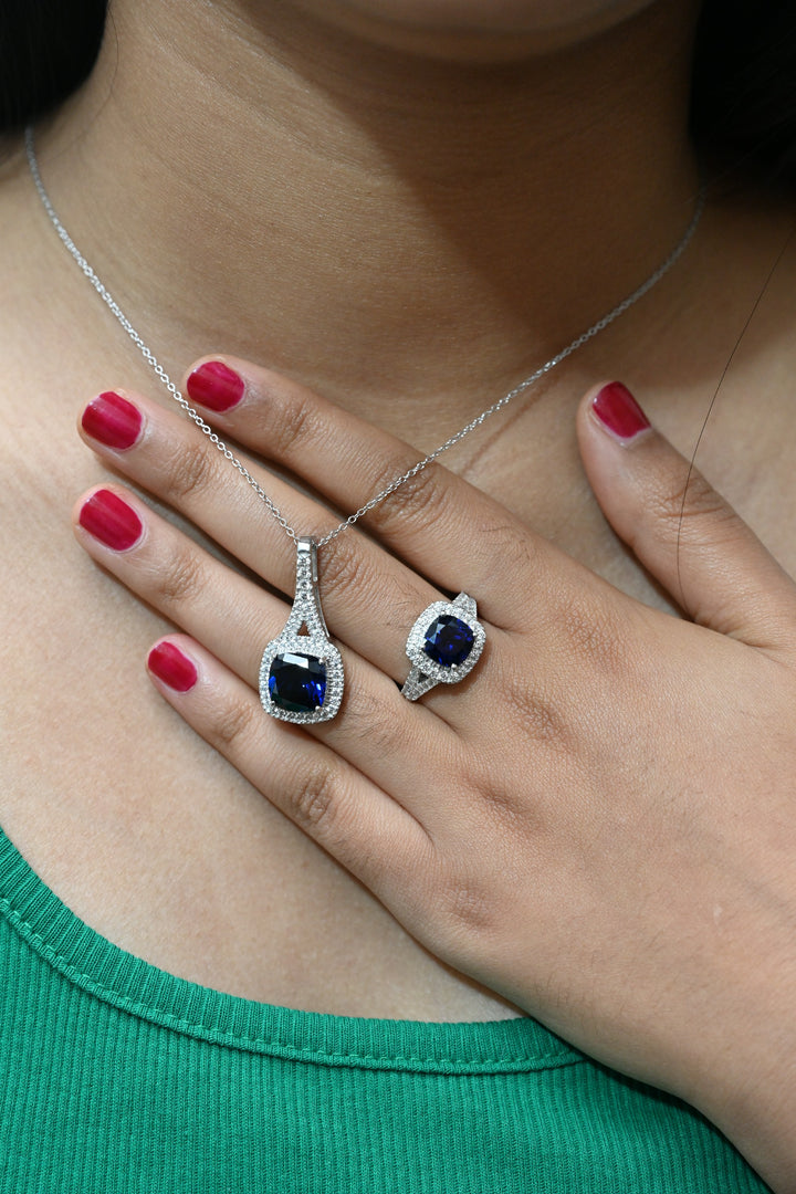 SAPPHIRE STUDDED 925 STERLING SILVER NECKLACE