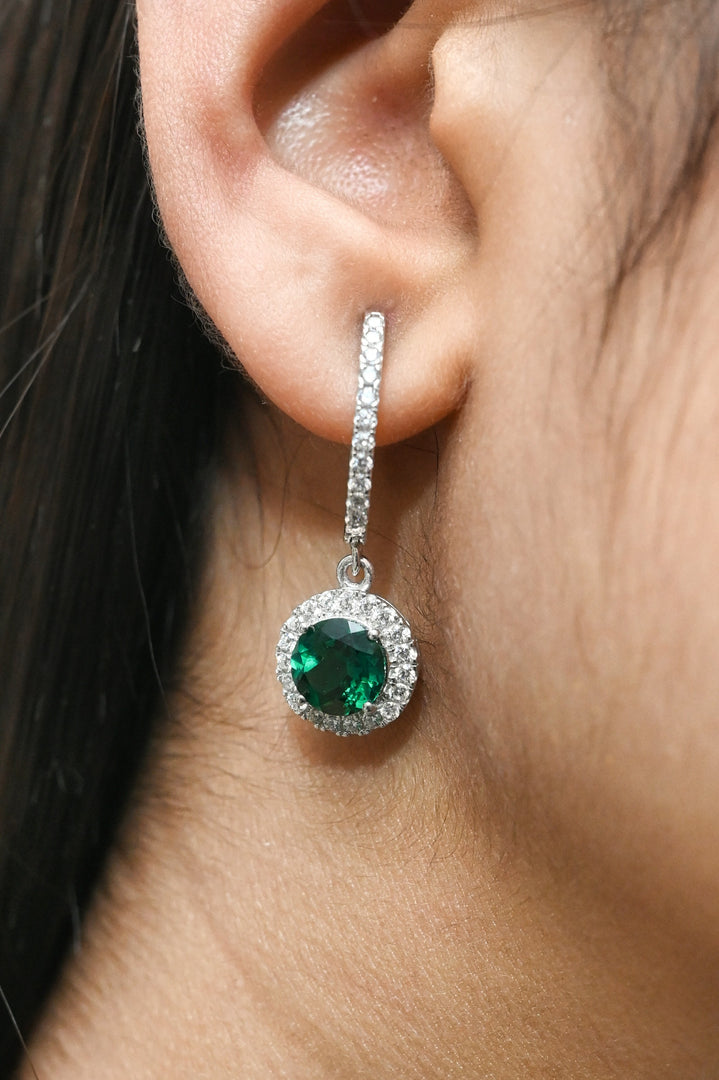 Emerald Studded 925 Sterling Silver EarRings