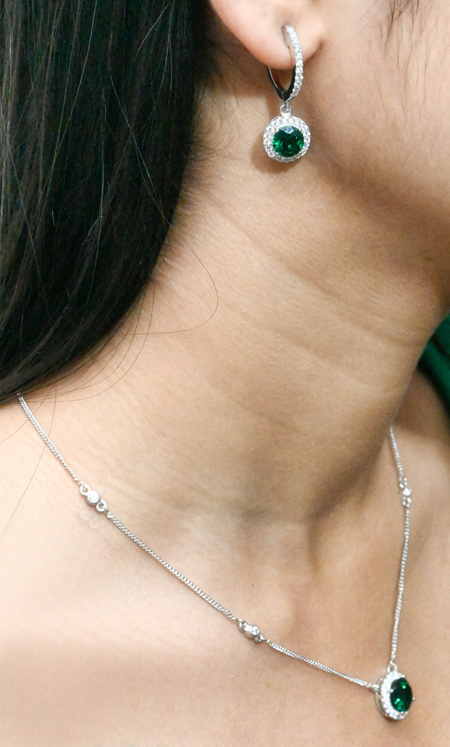 Emerald Studded 925 Sterling Silver EarRings