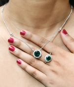 Load image into Gallery viewer, Emerald Studded 925 Sterling Silver Necklace
