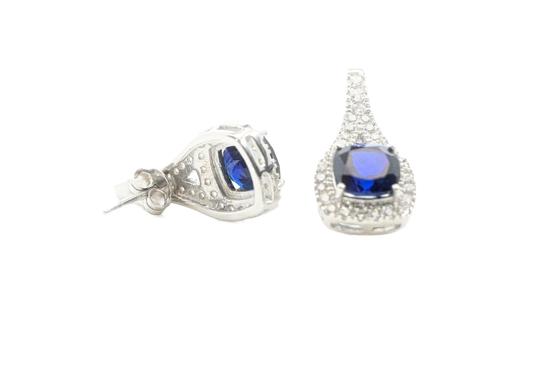 SAPPHIRE STUDDED 925 STERLING SILVER EARRINGS