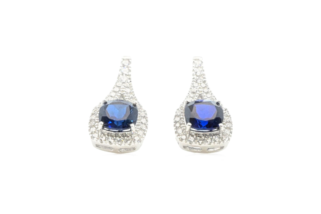 SAPPHIRE STUDDED 925 STERLING SILVER EARRINGS