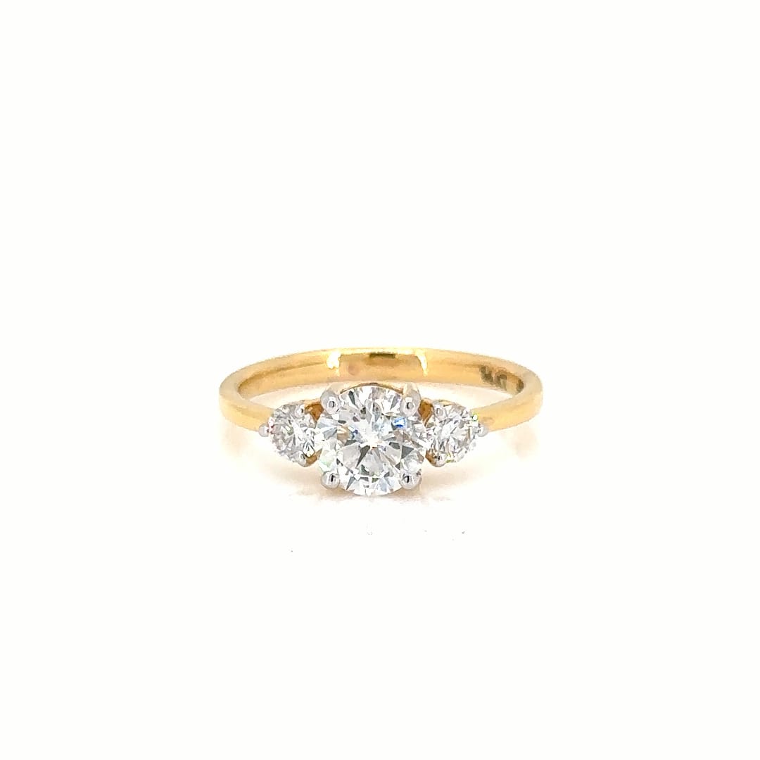 '14 Carat Gold - IGI Certified 1.49 Carat Lab Grown Solitaires - Three Stone Ring - Engagement Ring