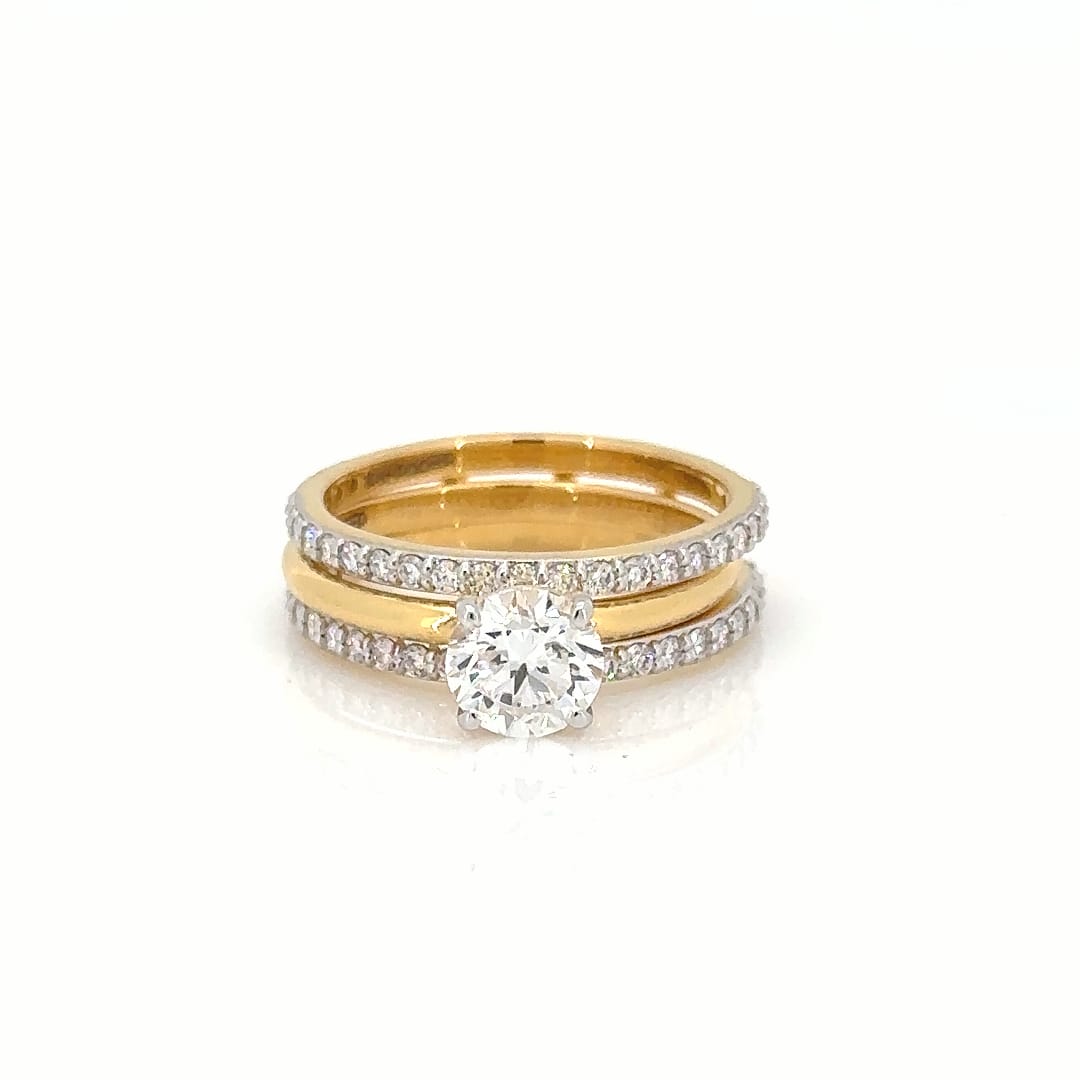 '14 Carat Gold - IGI Certified 1.72 Carat Lab Grown Solitaires - Double Band Engagement Ring