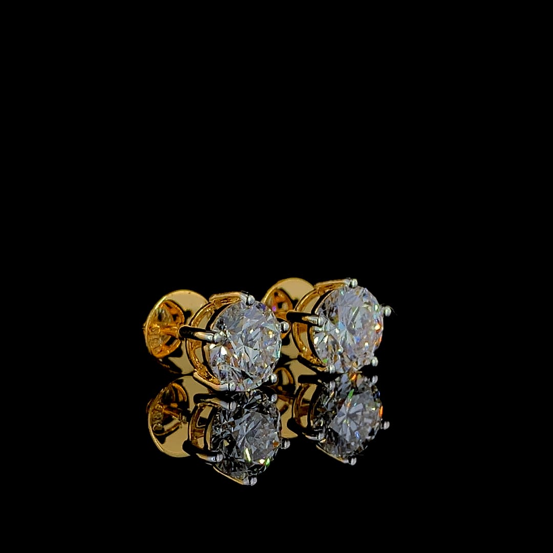 Ear Studs - 18 Carat Gold - IGI Certified 3.44 Carat Lab Grown Solitaires (1.72ct each)