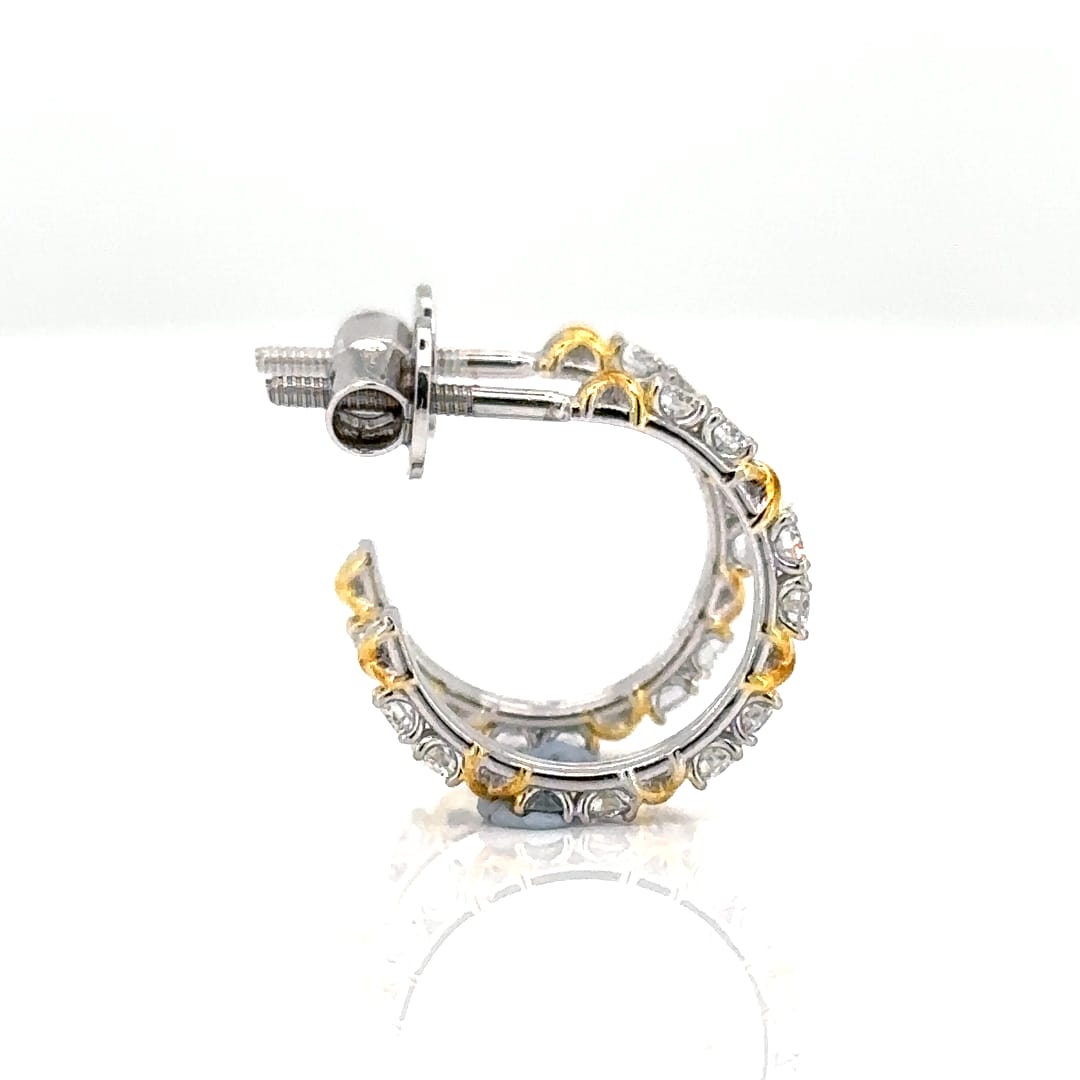 Hoop Earrings - 14 Carat Gold - IGI Certified 0.77 Carat Lab Grown Diamonds- VVS E Colour