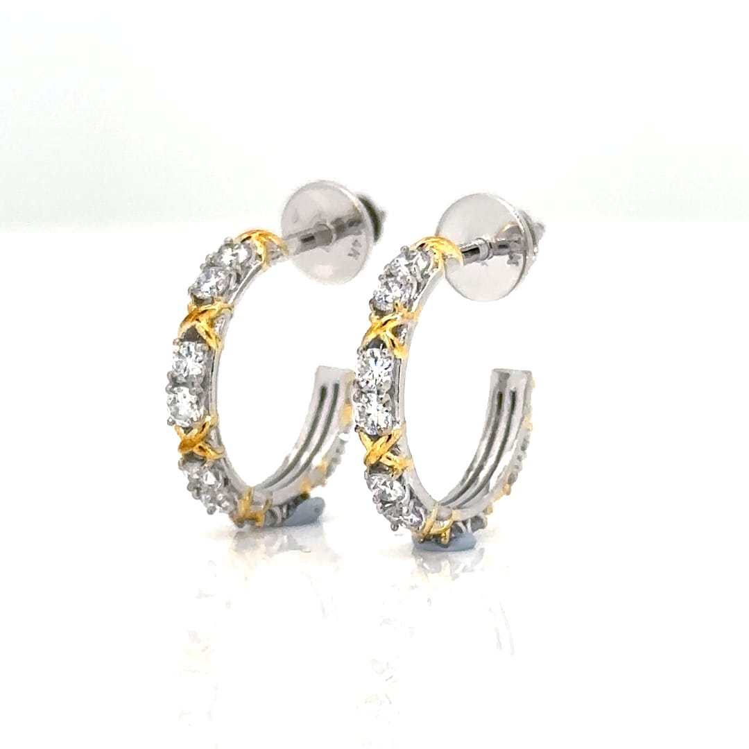 Hoop Earrings - 14 Carat Gold - IGI Certified 0.77 Carat Lab Grown Diamonds- VVS E Colour