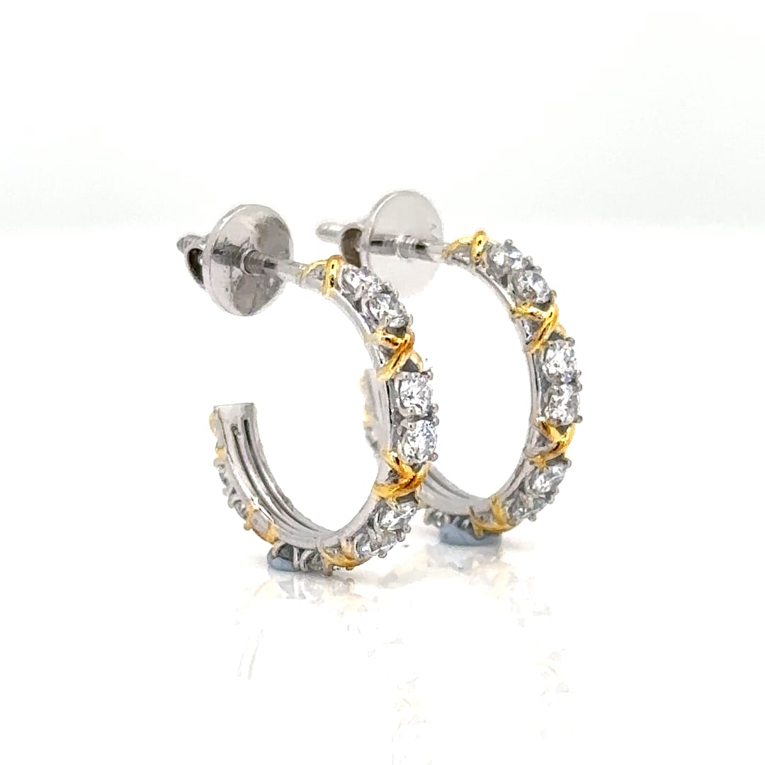 Hoop Earrings - 14 Carat Gold - IGI Certified 0.77 Carat Lab Grown Diamonds- VVS E Colour