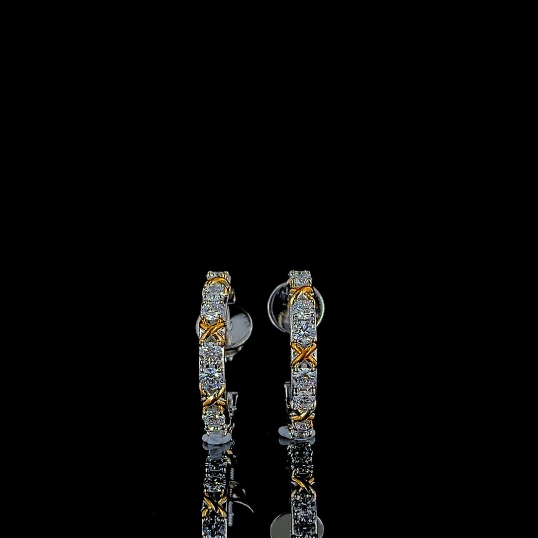 Hoop Earrings - 14 Carat Gold - IGI Certified 0.77 Carat Lab Grown Diamonds- VVS E Colour