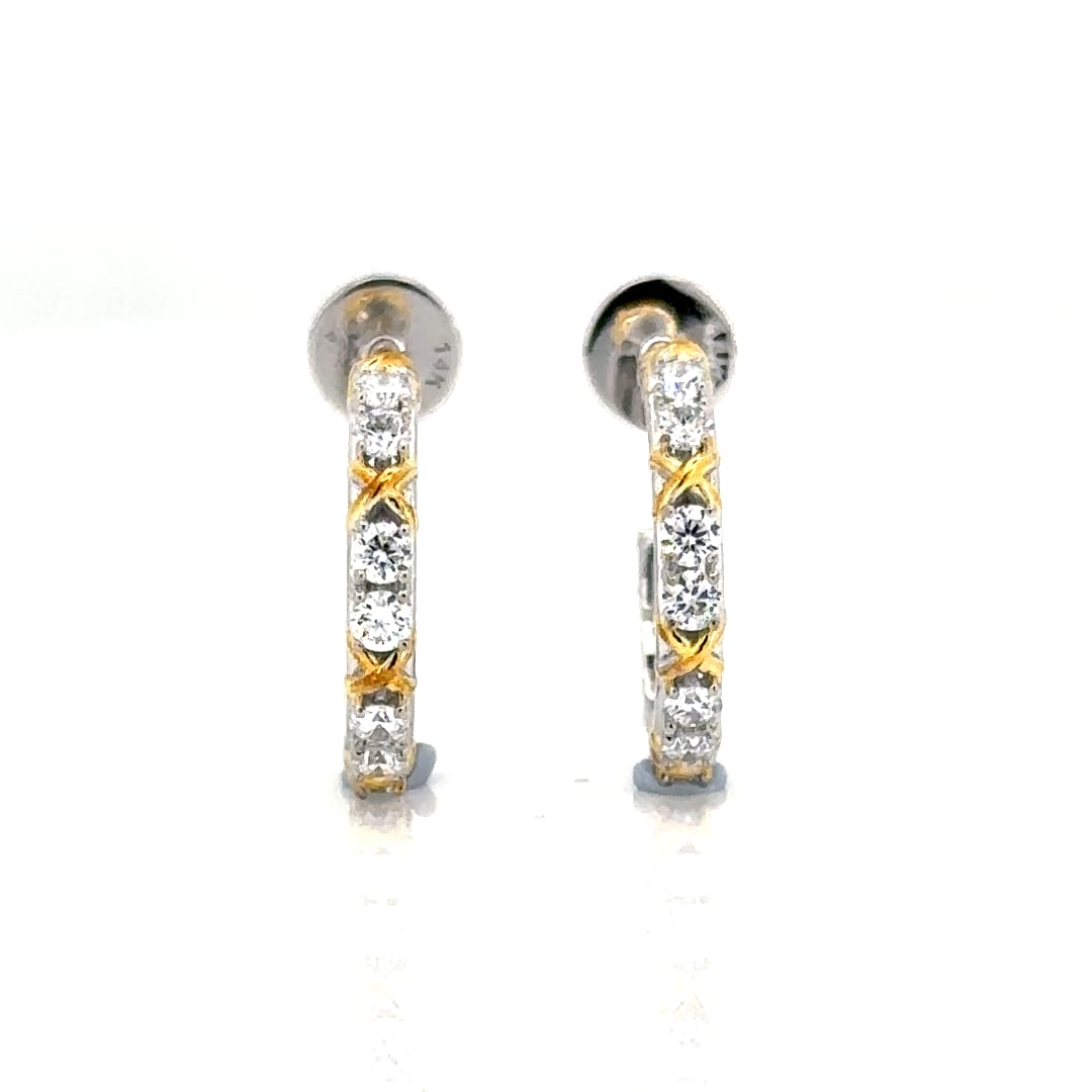 Hoop Earrings - 14 Carat Gold - IGI Certified 0.77 Carat Lab Grown Diamonds- VVS E Colour