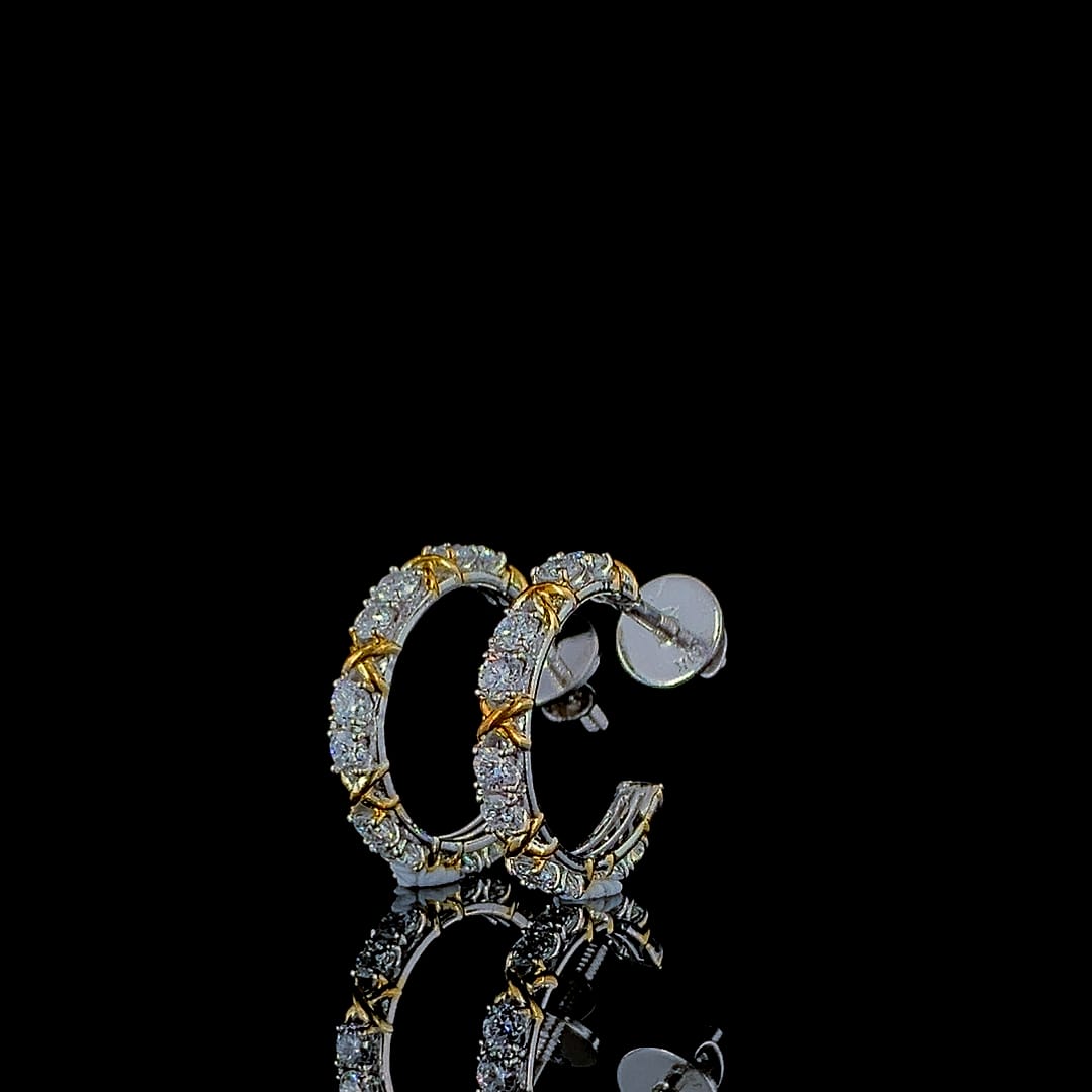 Hoop Earrings - 14 Carat Gold - IGI Certified 0.77 Carat Lab Grown Diamonds- VVS E Colour