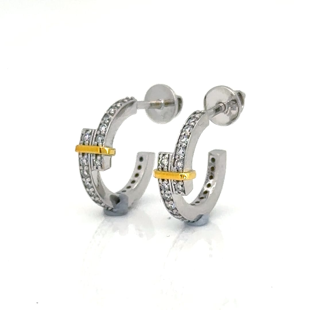 Hoop Earrings - 14 Carat Gold - IGI Certified 0.49 Carat Lab Grown Diamonds- VVS E Colour