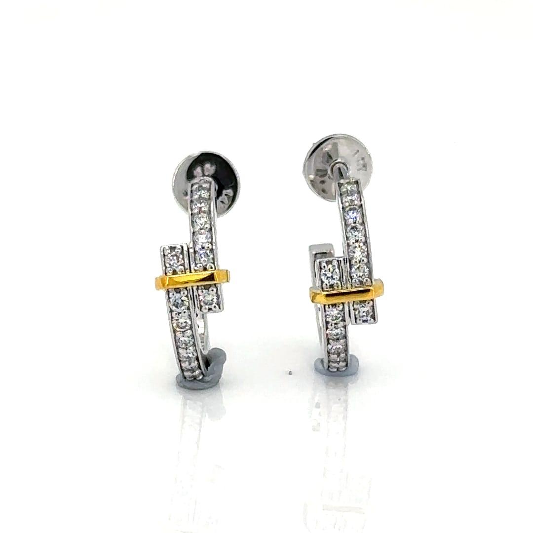 Hoop Earrings - 14 Carat Gold - IGI Certified 0.49 Carat Lab Grown Diamonds- VVS E Colour