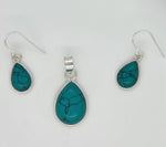 Load image into Gallery viewer, Turquoise 925 Sterling Silver Pendant and Earrings Set
