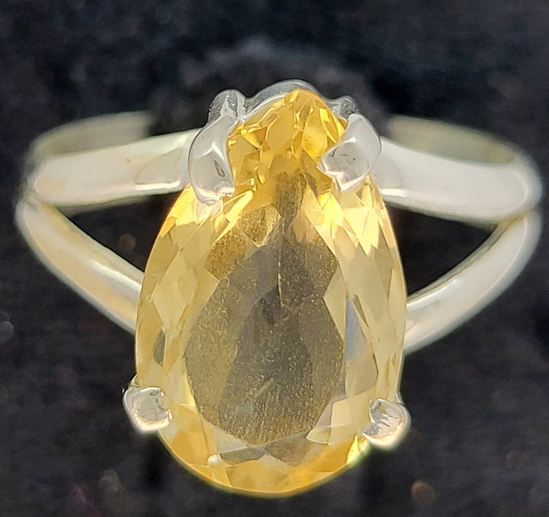 Yellow Citrine Ring - 925 Sterling Silver