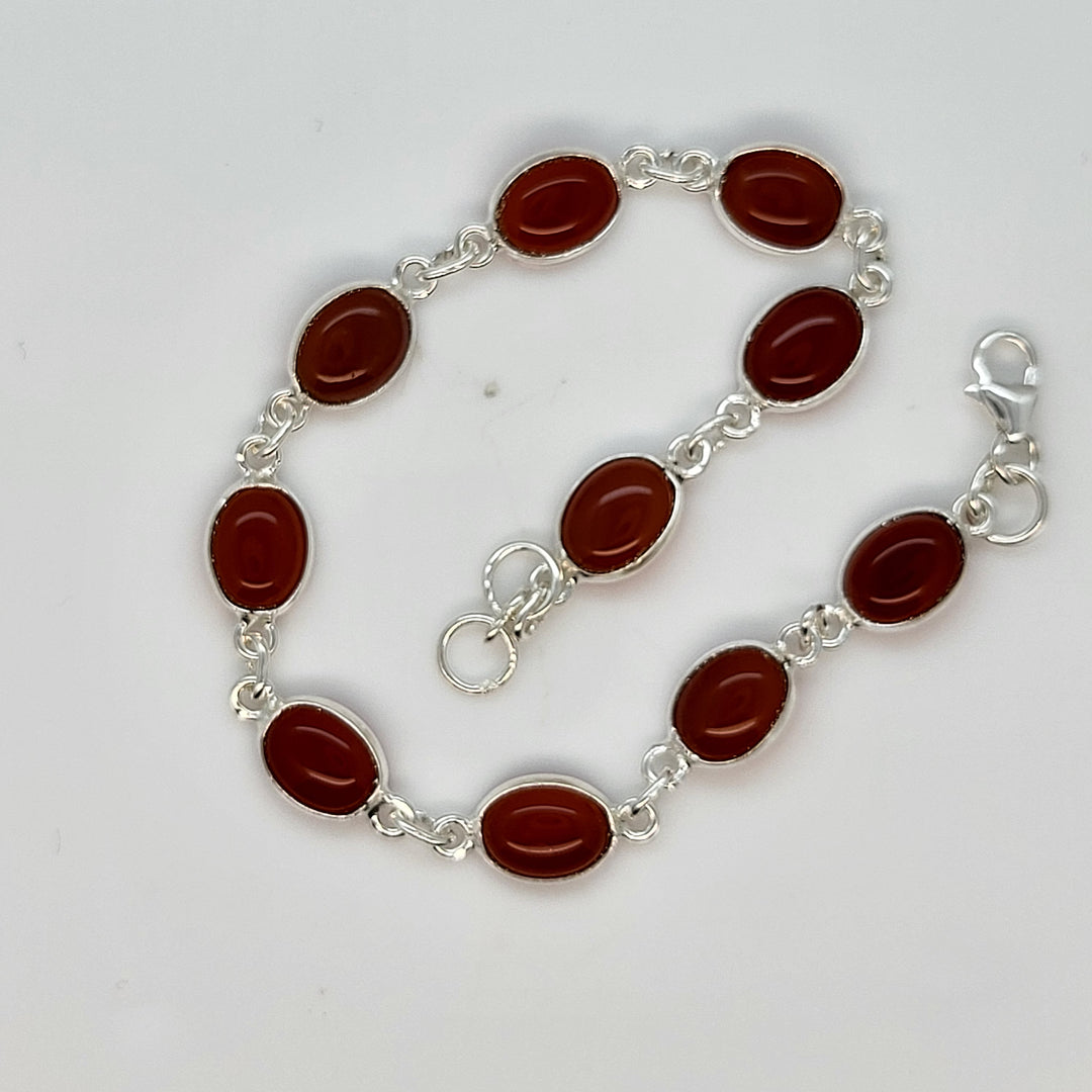 925 Sterling Silver Garnet Bracelet