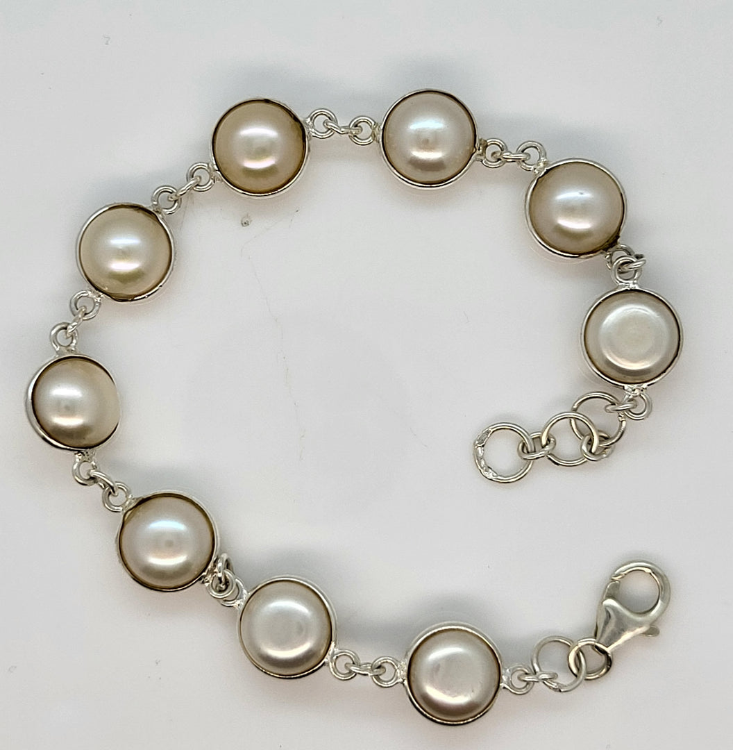 925 Sterling Silver Pearl Bracelet