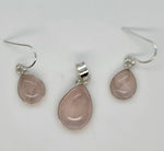 Load image into Gallery viewer, Pink Quarts 925 Sterling Silver Pendant and Earrings Set
