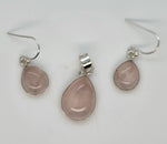 Load image into Gallery viewer, Pink Quarts 925 Sterling Silver Pendant and Earrings Set
