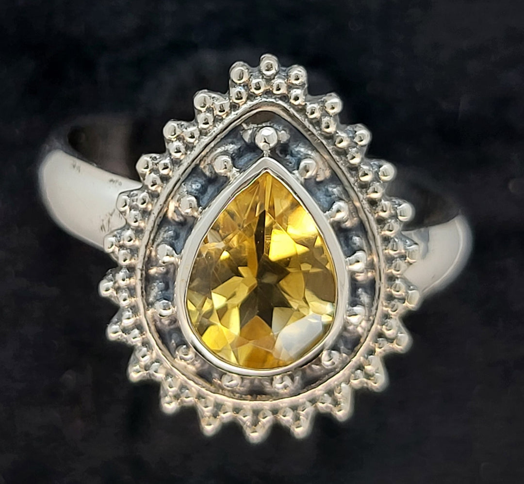 Yellow Citrine Ring - 925 Sterling Silver