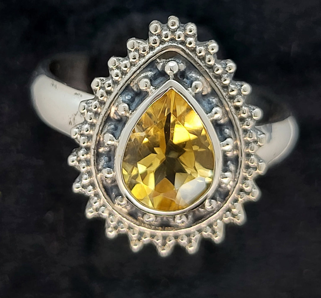 Yellow Citrine Ring - 925 Sterling Silver