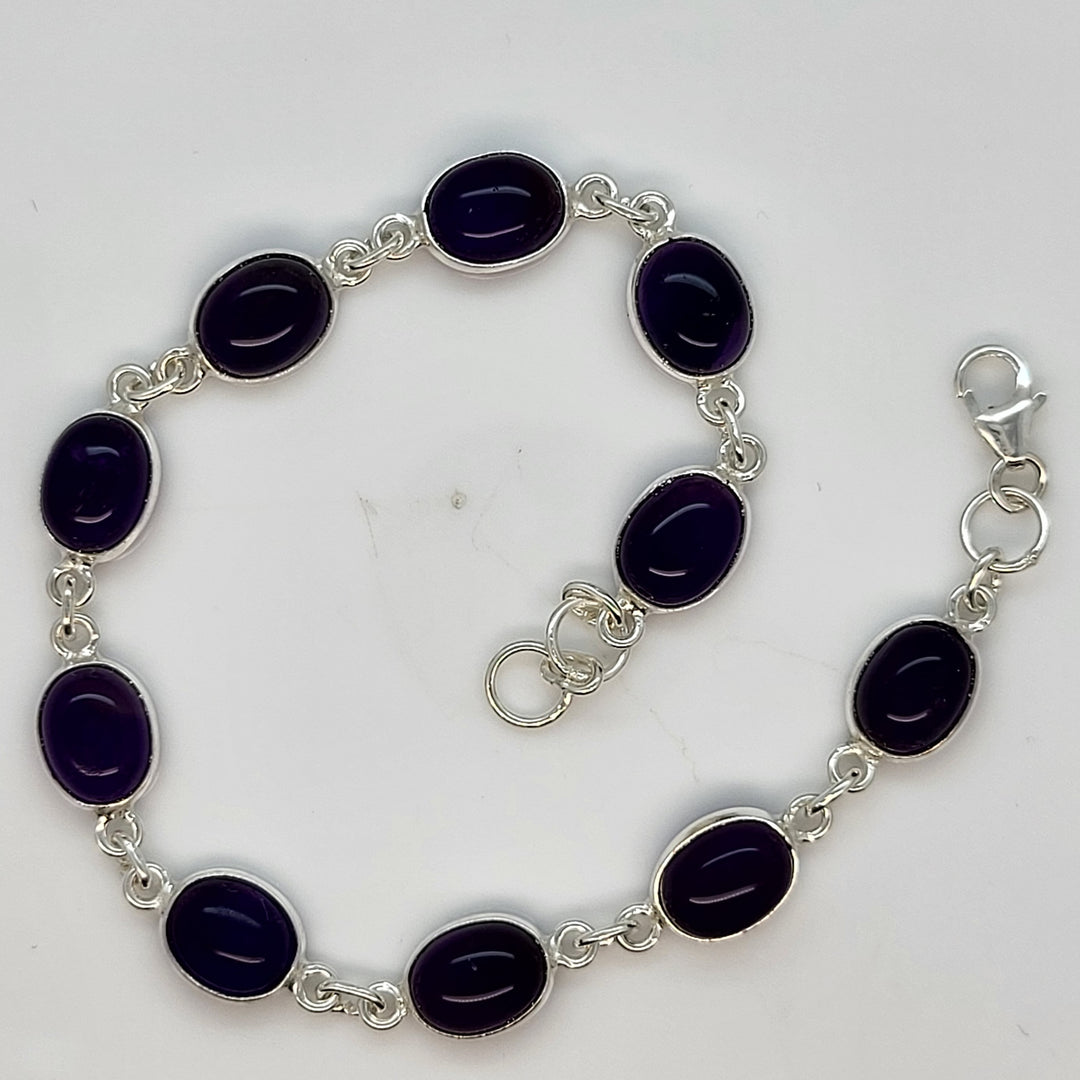 925 Sterling Silver Purple Amethyst Bracelet