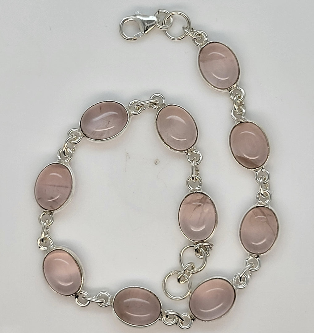 925 Sterling Silver Rose Quartz Bracelet