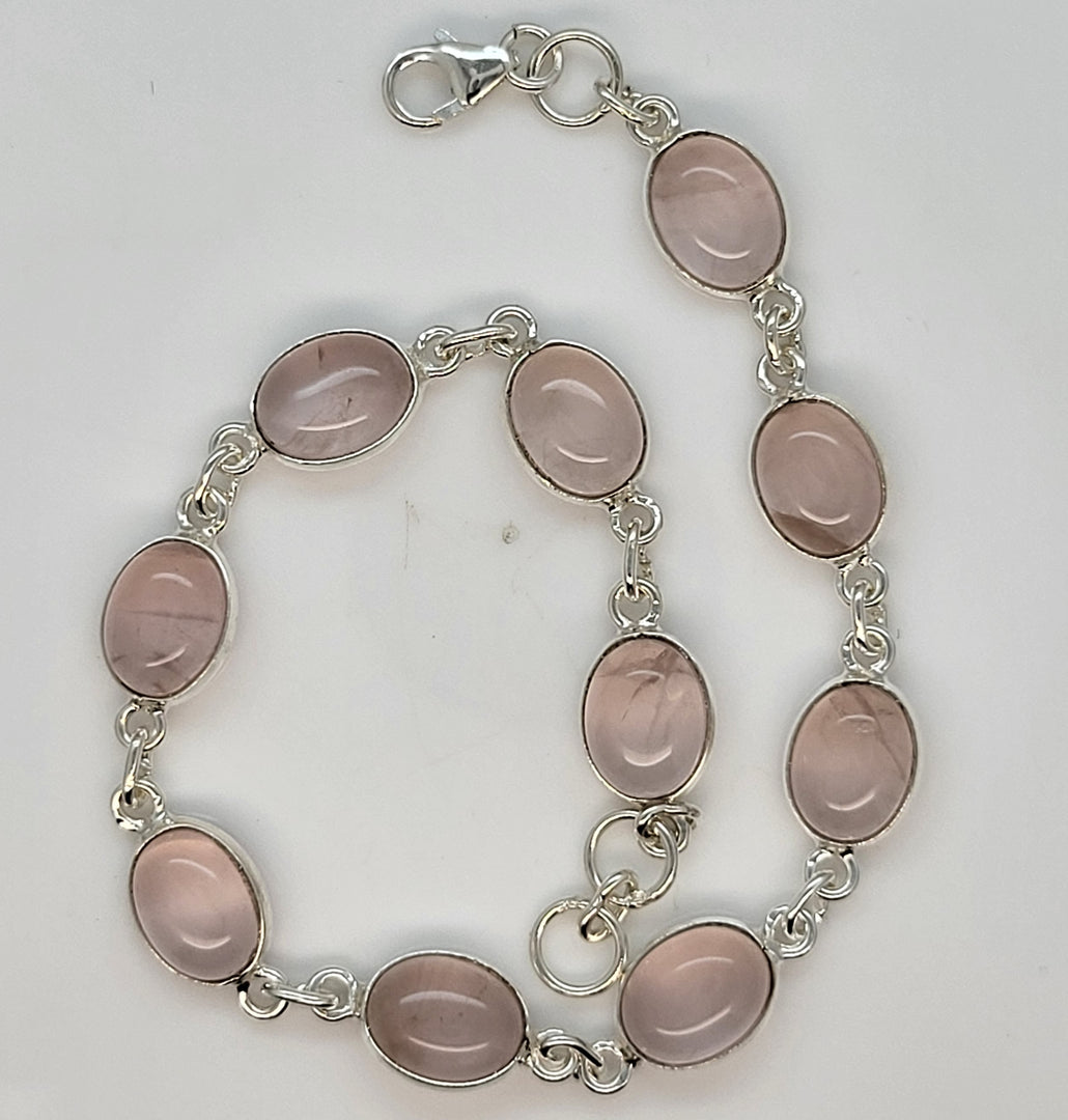 925 Sterling Silver Rose Quartz Bracelet