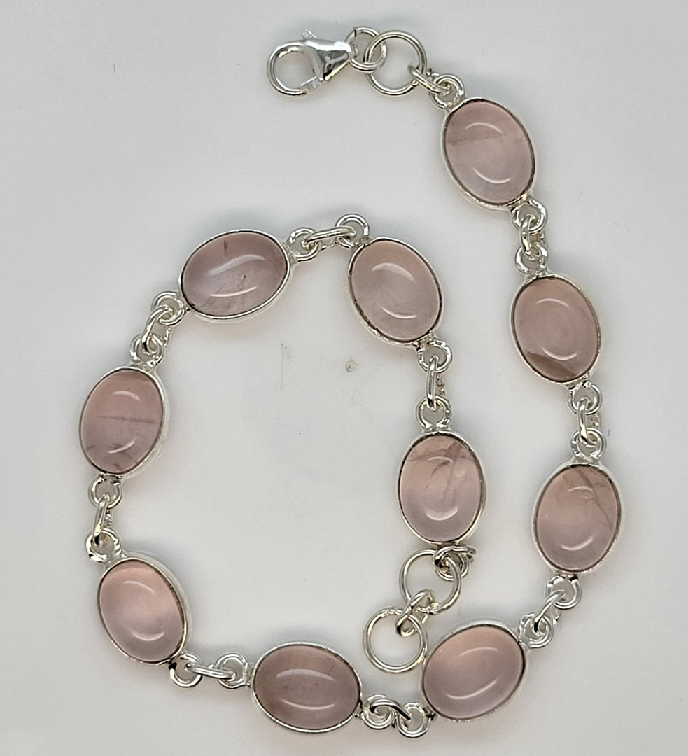 925 Sterling Silver Rose Quartz Bracelet