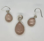 Load image into Gallery viewer, Pink Quartz 925 Sterling Silver Pendant and Earrings Set
