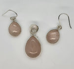 Load image into Gallery viewer, Pink Quartz 925 Sterling Silver Pendant and Earrings Set
