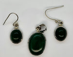 Load image into Gallery viewer, Green Malachite Pendant and Earrings Set in 925 Sterling Silver
