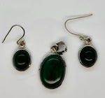 Load image into Gallery viewer, Green Malachite Pendant and Earrings Set in 925 Sterling Silver
