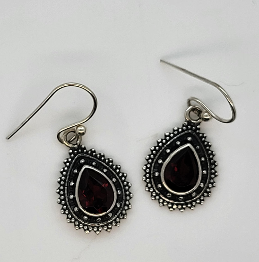 Garnet 925 Sterling Silver Earrings