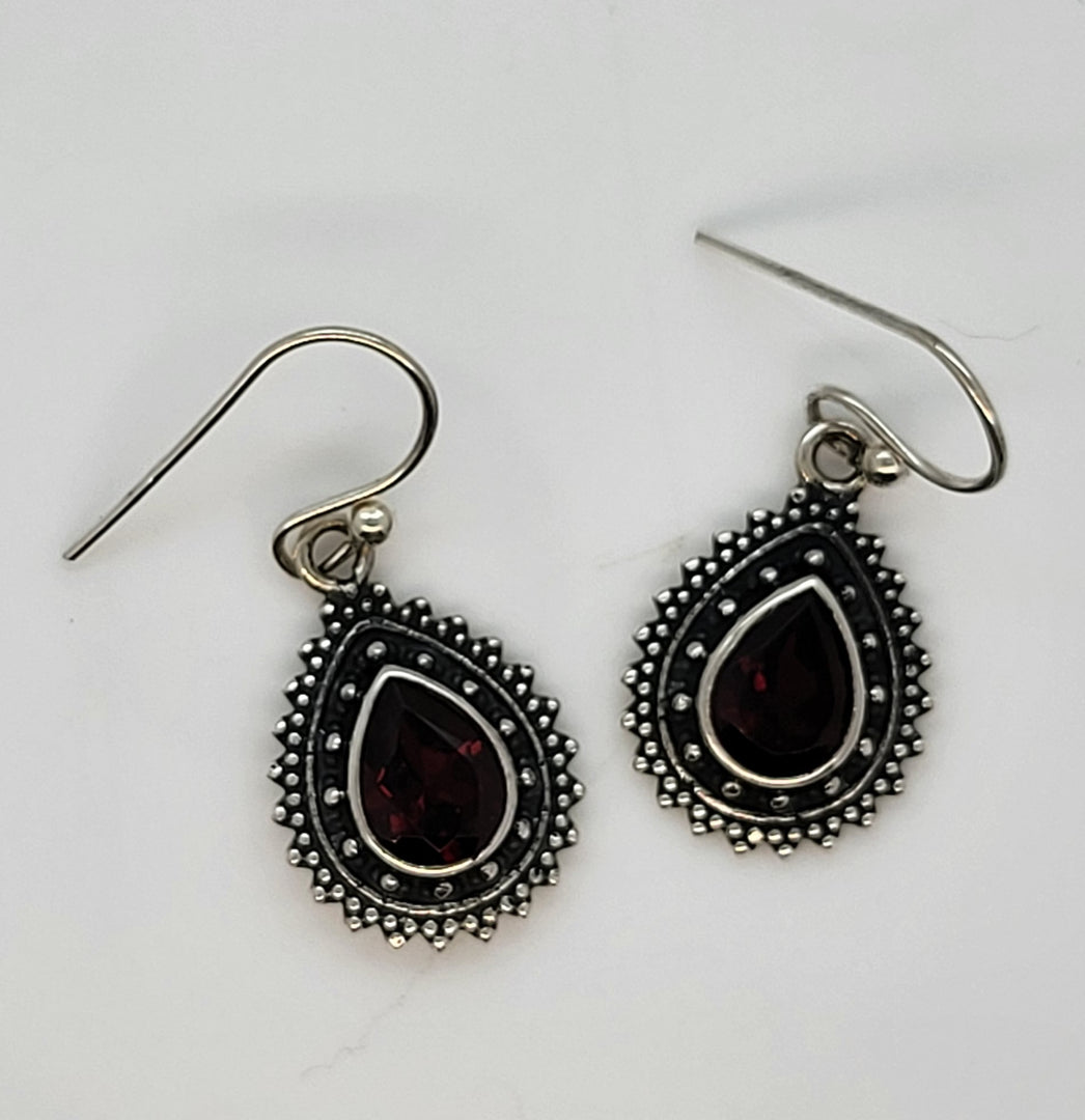 Garnet 925 Sterling Silver Earrings