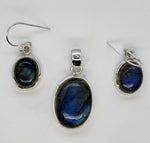 Load image into Gallery viewer, Blue Gemstone 925 Sterling Silver Pendant and Earrings Set
