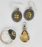 Load image into Gallery viewer, Yellow Citrine 925 Sterling Silver Pendant Earrings Set
