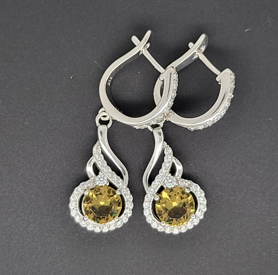 Yellow Citrine 925 Sterling Silver Earrings