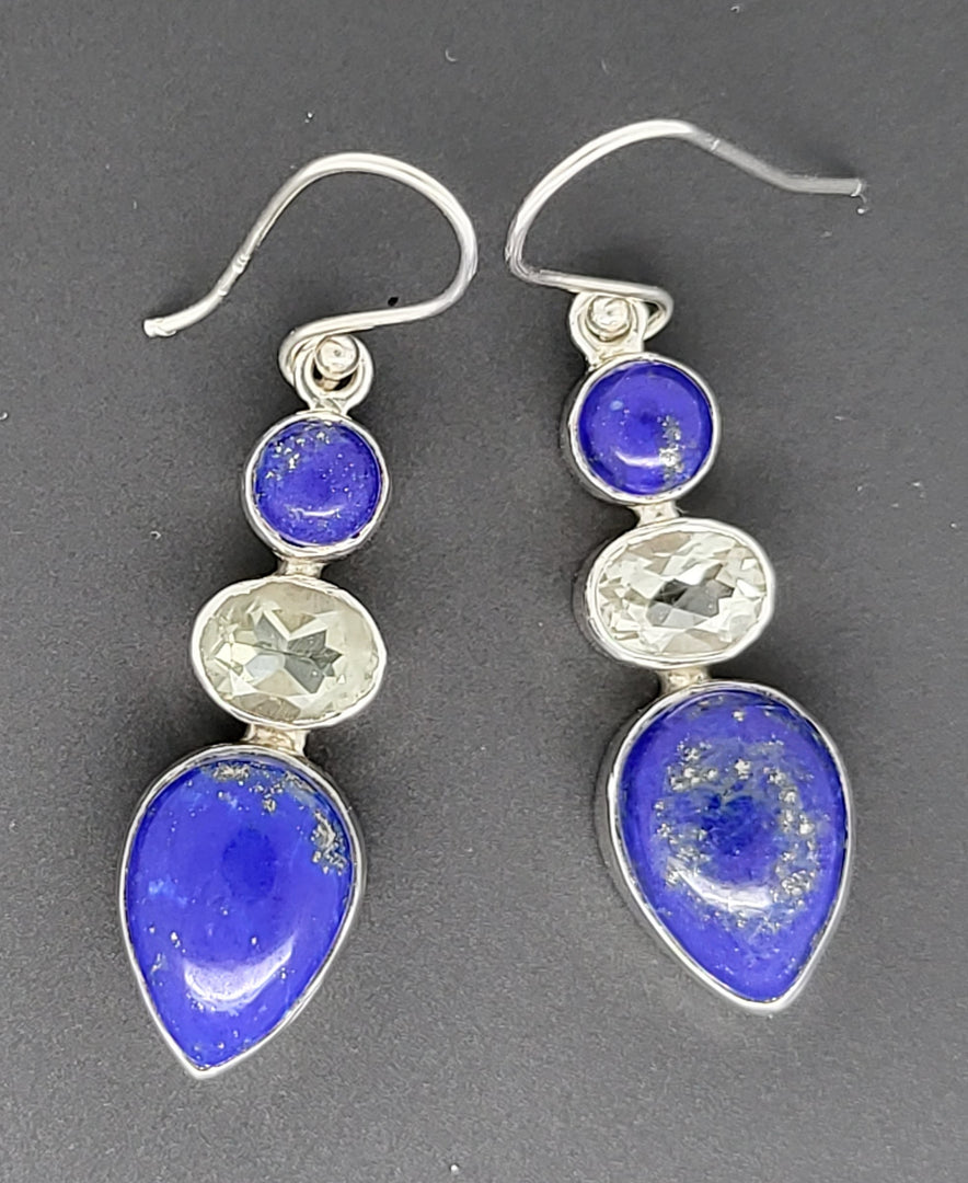 Blue Gemstone 925 Sterling Silver Earrings