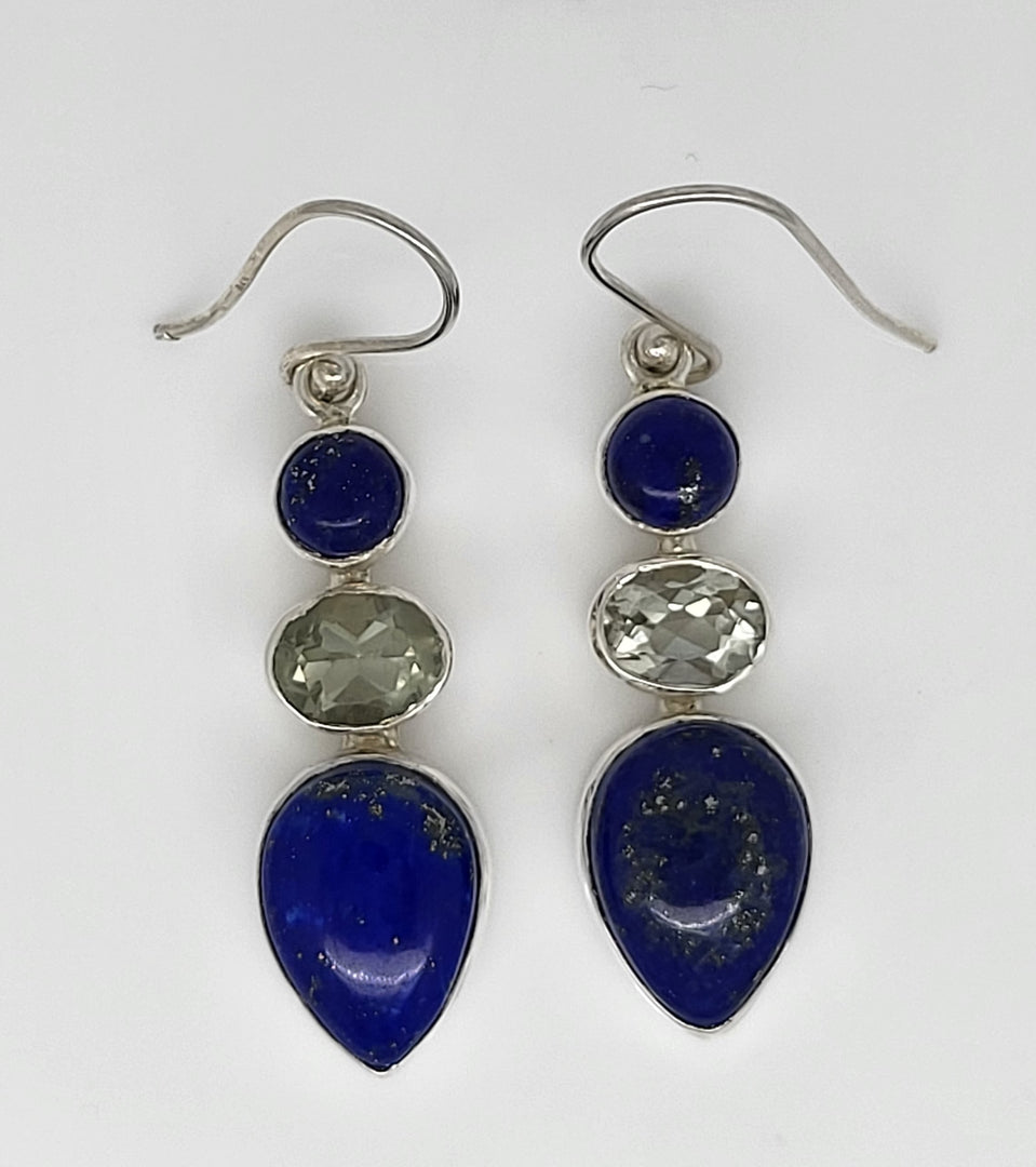 Blue Gemstone 925 Sterling Silver Earrings