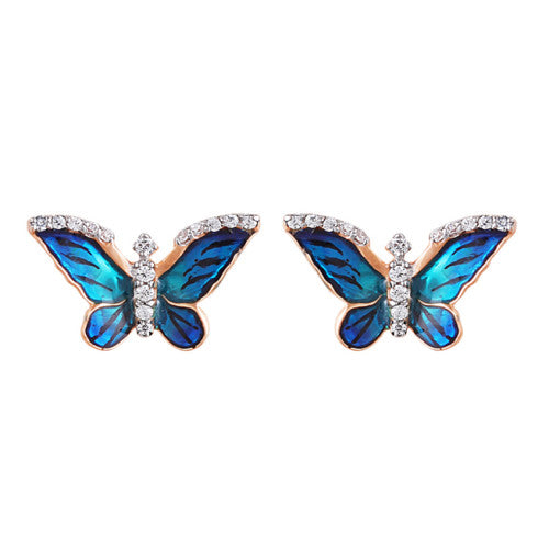 Butterfly Stud Earrings made of 18 Carat Gold
