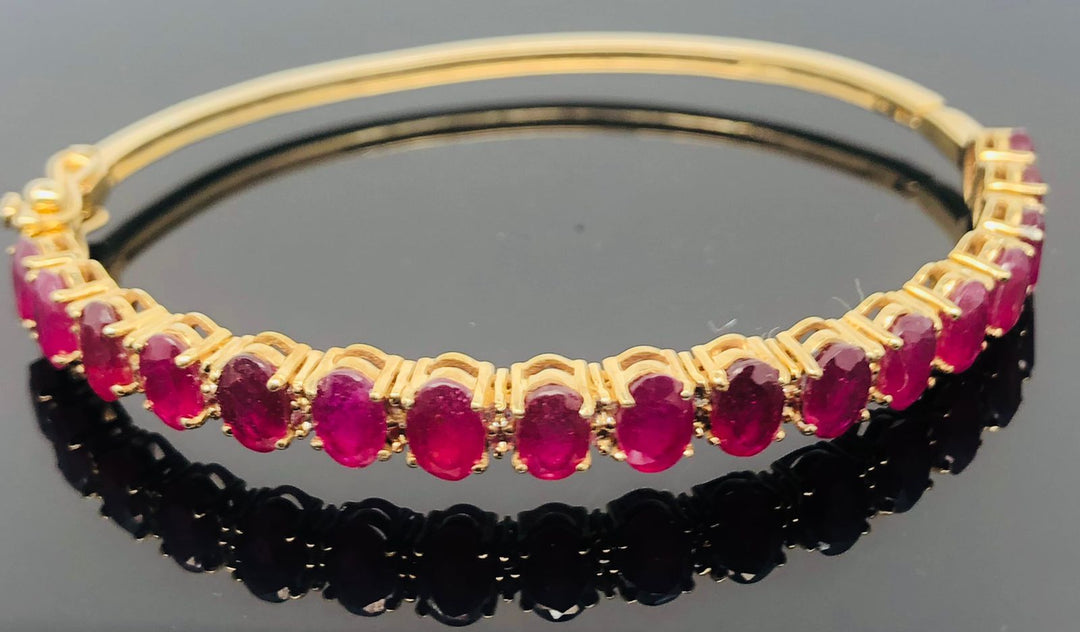 925 Sterling Silver Gold Plated Ruby Bracelet