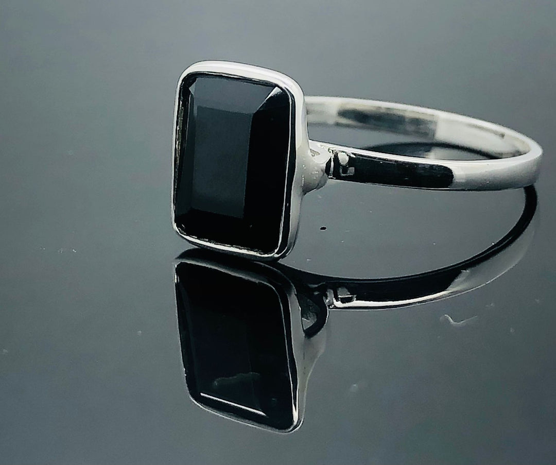 Black Spinel Ring - 925 Sterling Silver